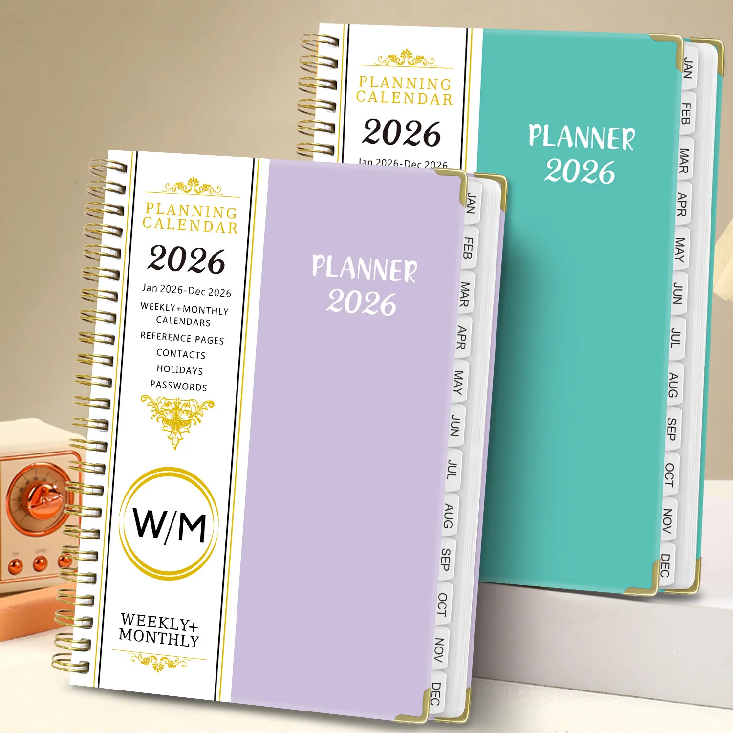 2026 English Notebook A5 Coil Calendar Book Weekly Planner Book Work Record Schedule Book Notebooks & Writing Pads