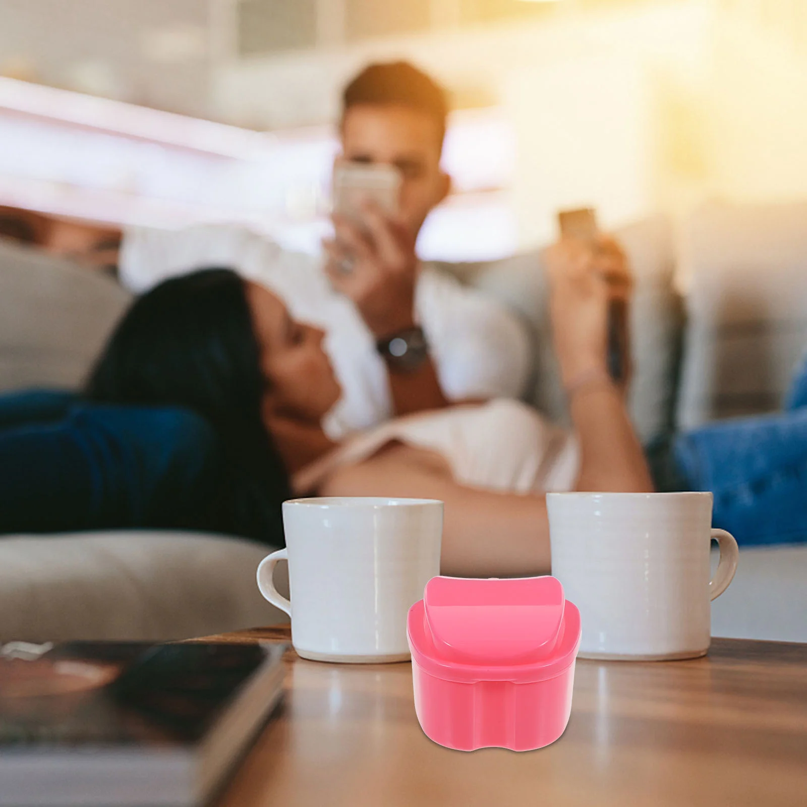 Boîte de 4 pièces avec couche filtrante, brosse, étui pour fausses dents, tasse Portable, protège-dents de voyage, support professionnel