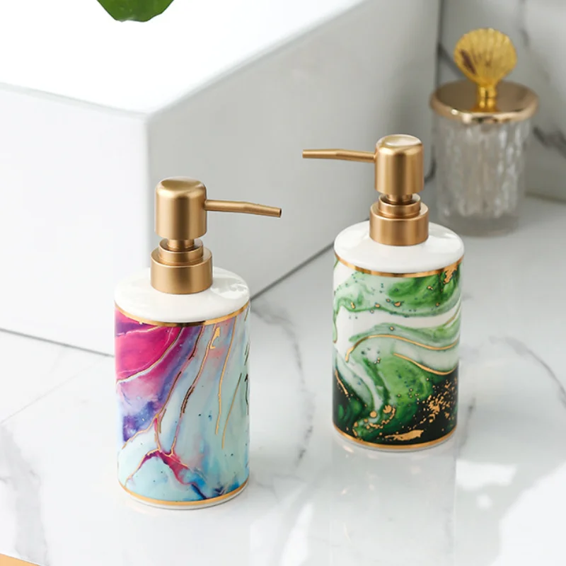 380Ml Creative Ceramics Soap and Gel Dispenser Luxury Soap Bottle Refillable Lotion Liquid Storage Container