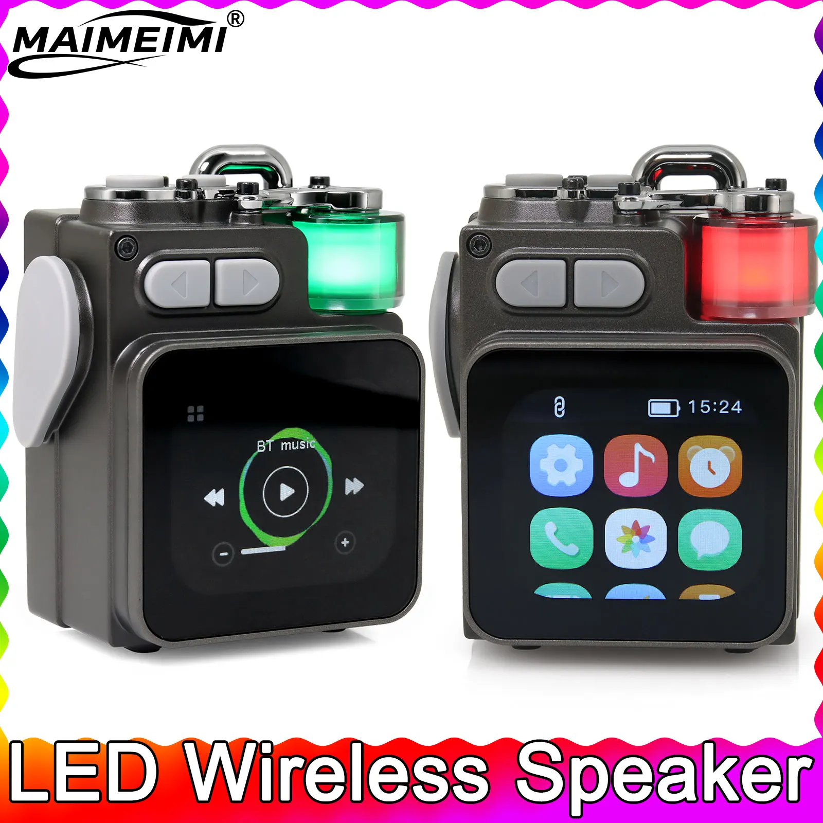 

Wireless Speaker Metal Mechanical Speaker With LED Display Screen RGB Desktop Subwoofer Support Calendar Alarm Clock