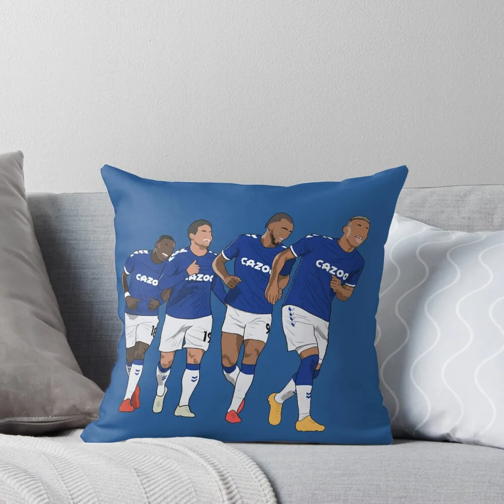 

Everton Goal Celebration Richarlison Calvert Lewin Rodriguez Nkounkou Throw Pillow Custom Cushion Photo pillow