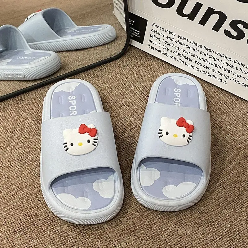 Hello Kitty Proste i lekkie kapcie damskie Cute Cartoon Antypoślizgowe buty łazienkowe Wygodne buty domowe Miękkie dno