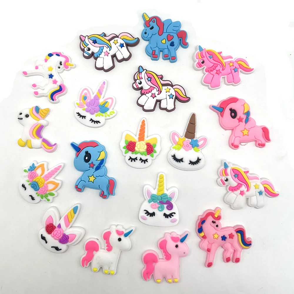 Amuletos de zapatos de animales de unicornio para zuecos, sandalias, decoración, accesorios de zapatos, dijes para regalos de niños