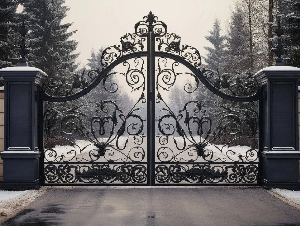 Custom Classic Retro-designed Entrance Gate with Iron Doors, Ensuring Safety and Theft Prevention