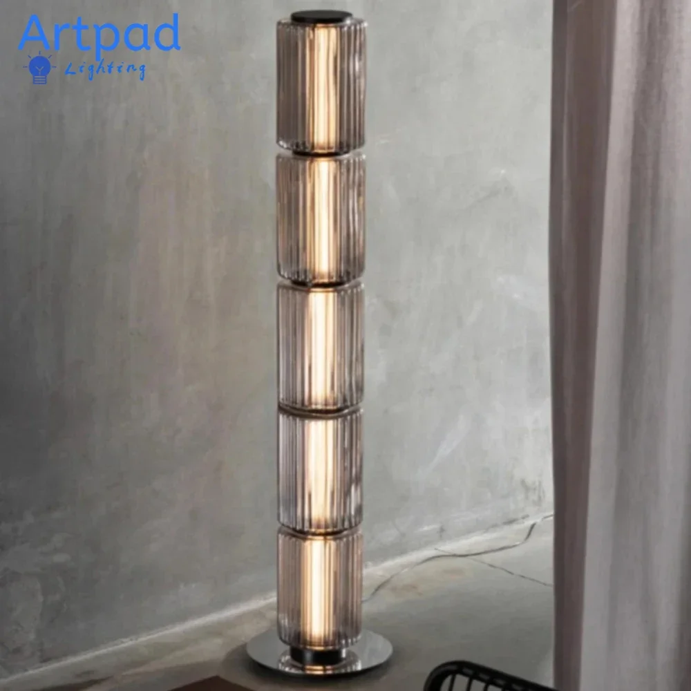 

Italy Designer Floor Lights for Indoor Living Room Bedroom Decor Nordic LED Stand Lighting Smoke White Glass Bright Floor Lamps