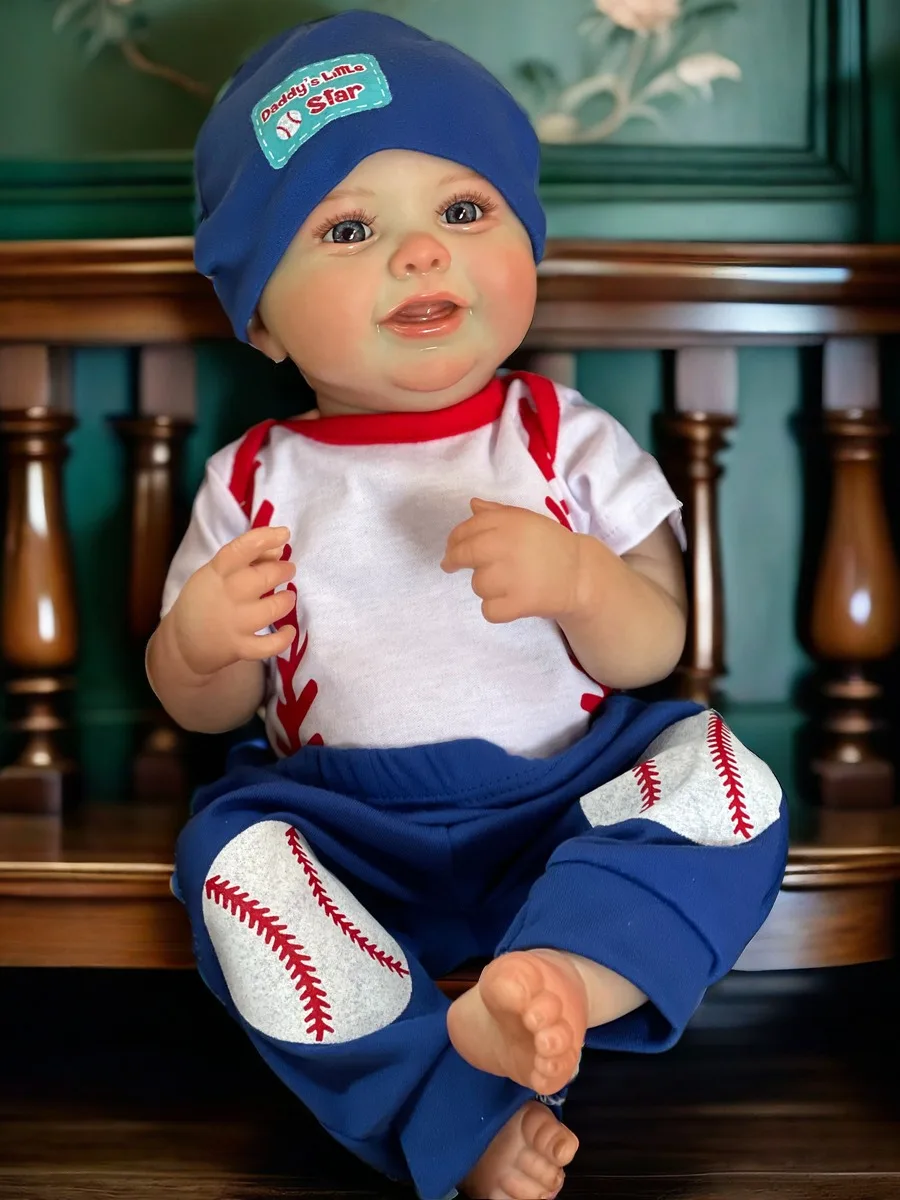 18-20 Inch Full Silicone Bald Reborn Doll Boy Handmade Newborn Doll 3D Painted Skin Bebe Reborn Doll