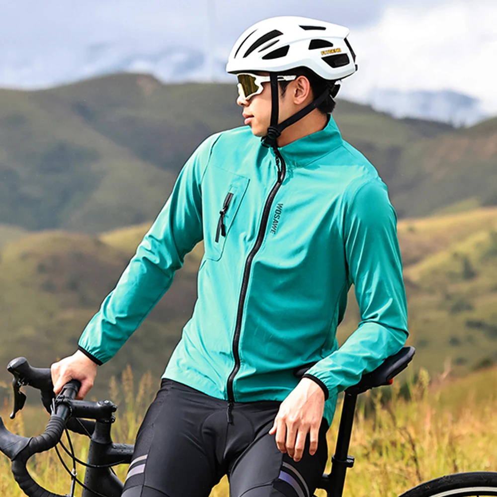 WOSAWE Cycling Wear Cycling Windbreaker Men's Long Sleeve Windproof Jacket MTB Road Bike Jersey Coat Lightweight Bicycle Vest