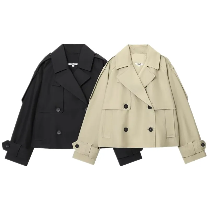 เสื้อแจ็คเก็ตกันน้ำและกันลมสำหรับผู้หญิง สไตล์ลำลองหลวมๆ ดีไซน์แฟชั่นใหม่ล่าสุดสำหรับฤดูใบไม้ร่วง เหมาะสำหรับใส่ไปทำงาน แขนยาว คอปก