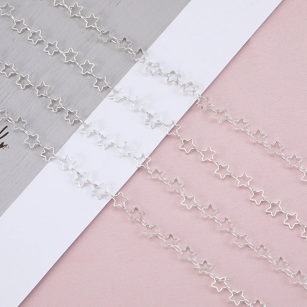 1Meter 5mm Hollow Out Star Copper Chains DIY For Necklace Earrings Bracelet Jewelry Making DIY Components Accessories