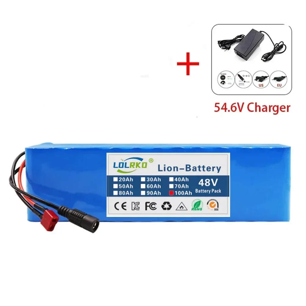 New 48V 100Ah 20000W 13S3P DC/T lithium-ion battery pack 100Ah suitable for 54.6 with BMS