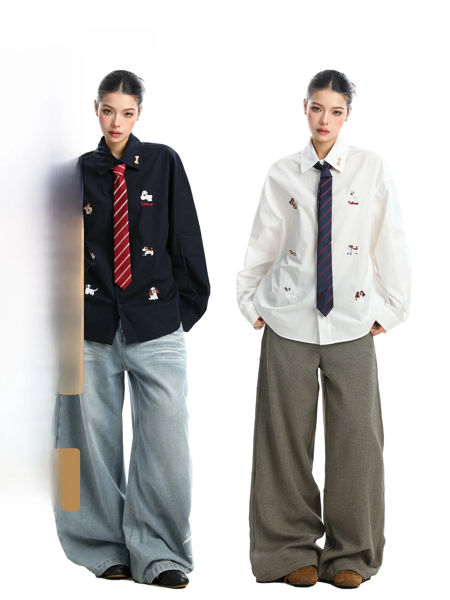 

Женская свободная рубашка с длинным рукавом, вышивкой, повседневная, модная, универсальная, осенняя, из смесового хлопка, на пуговицах