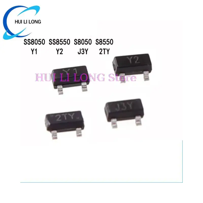 100PCS SS8050 Y1 SS8550 Y2 S8050 J3Y S8550 2TY SOT23 SMD SOT-23 PNP NPN MMBT8050 MMBT8550 New Good Quality Transistor Triode