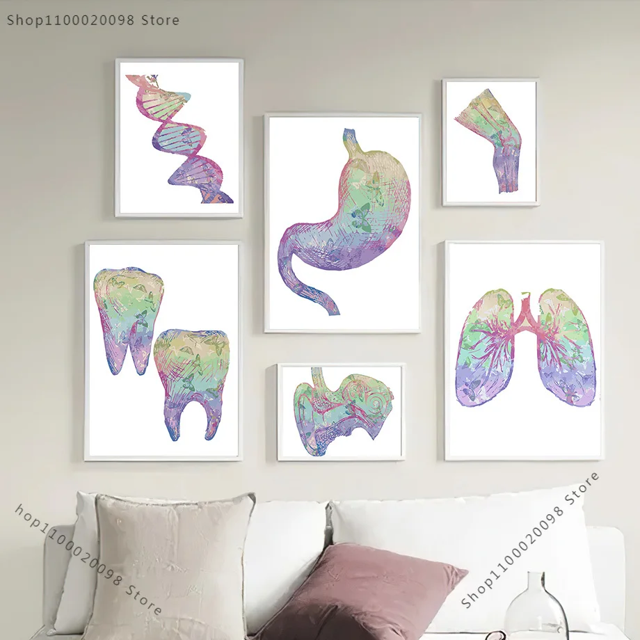 Gene Lungs Stomach Teeth Joints Anatomy Wall Art Canvas Painting Hospital Posters And Prints Pictures Doctor Office Home Decor