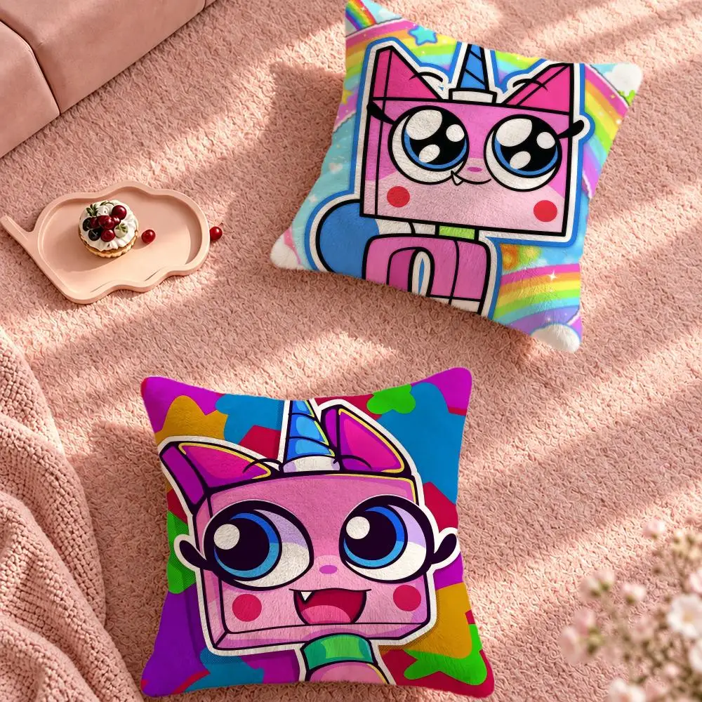 Cartoon Magical Unikitty Cushion Cover Cute Cartoon Throw Pillow Cover Soft Plush Cushion Cover Sofa Bedroom Home Decor