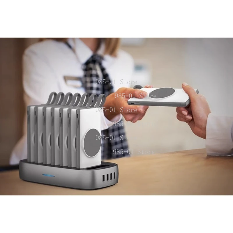 Gedeelde powerbankset, scanvrije codeverhuur 10.000 mAh op zichzelf staande kabel, snel opladen, magnetisch draadloos opladen