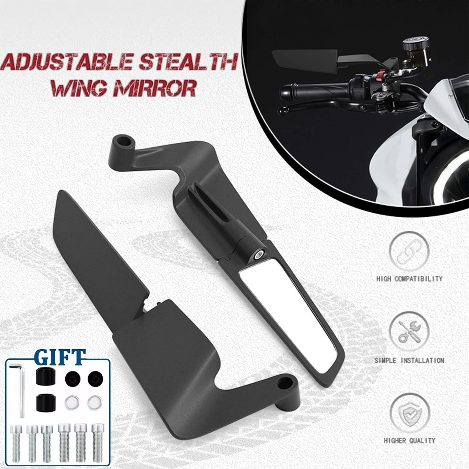 

For Kawasaki Z900 Z650 Z125 Pro Z250 Z400 Z300 Z800 Z750 Z900 Z1000 Rotate Adjustable Mirrors Motorcycle Side View Wing Mirrors