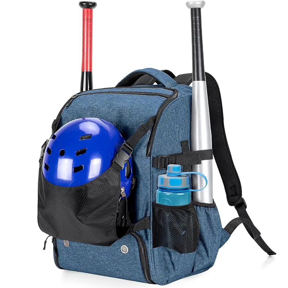 

Baseball Backpack for 4 Bats, Softball Bag with External Helmet Holder and Separate Shoe Space Up to US Mens 13