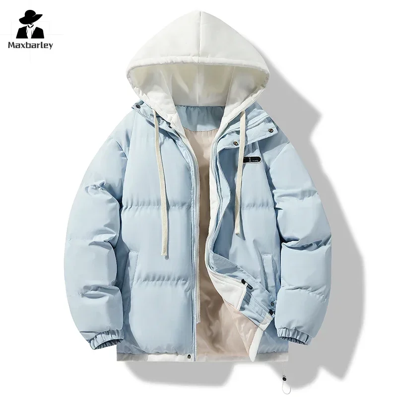 2024 New Fake Two-Piece Padded Jacket Men\'s Casual Thickened Warm Parka Women\'s Harajuku Windproof Hooded Coat Winter Jacket