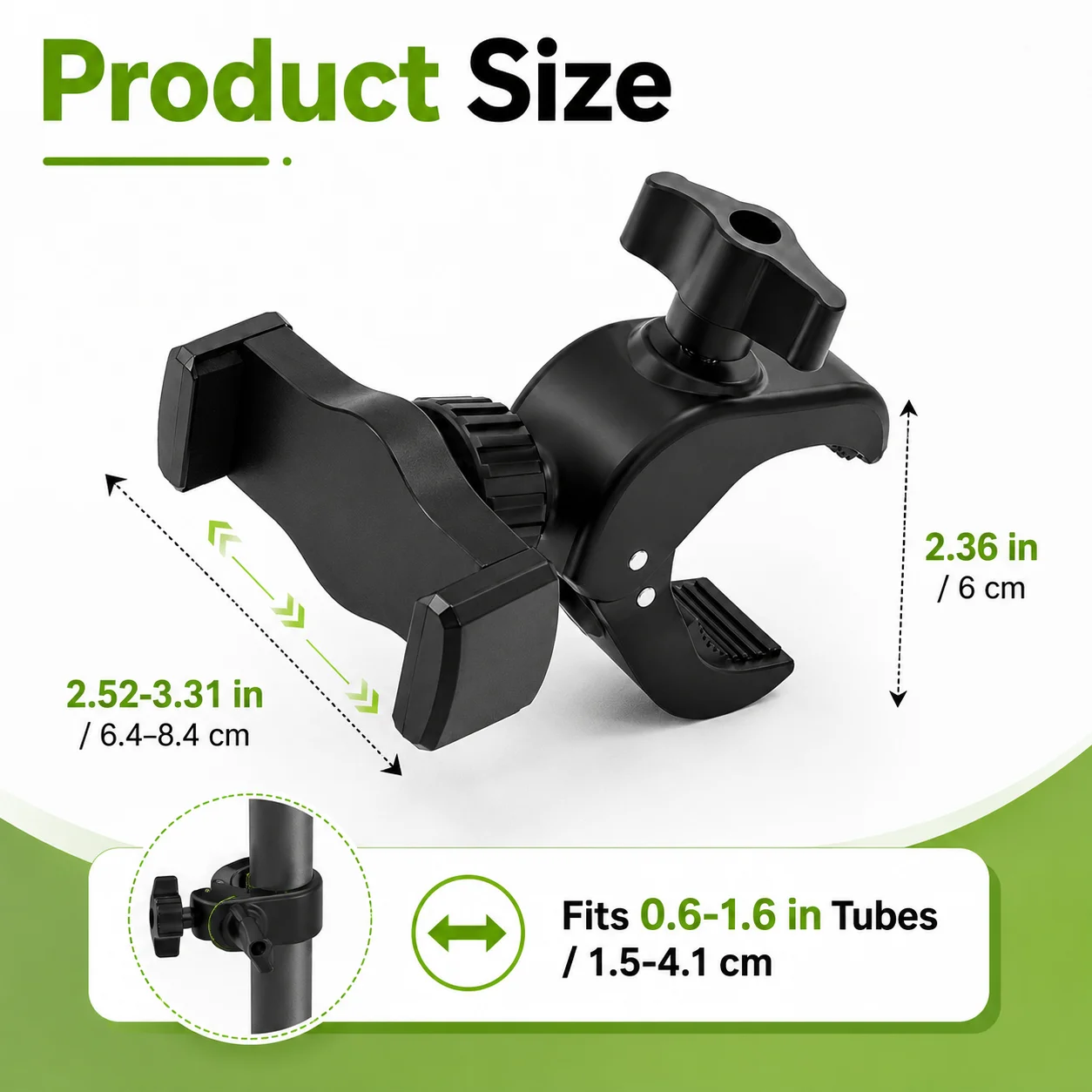Golf Cart Phone Holder Clip Mount, Secure Clamp Golf Cart Phone Holder for 4.7-6.8