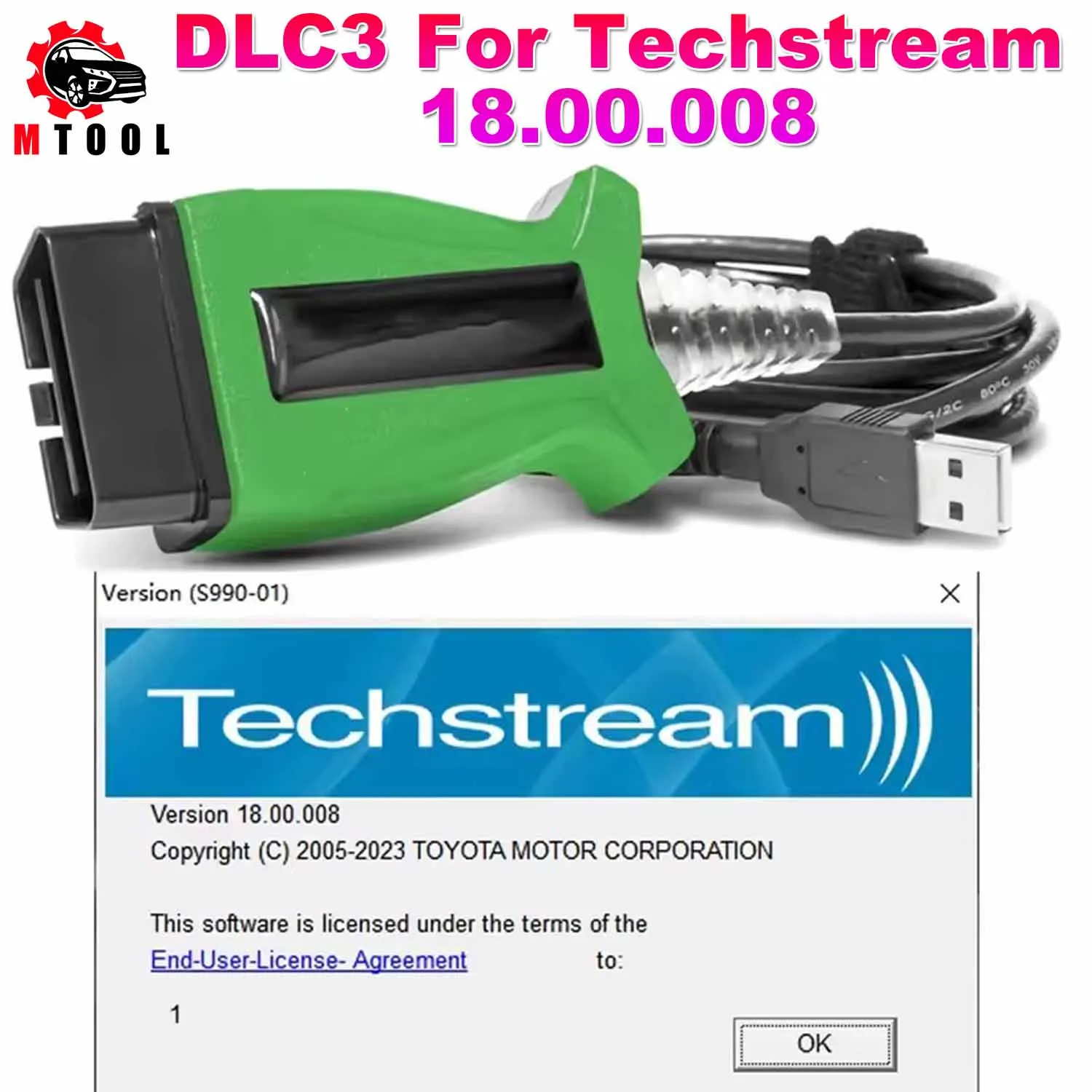 V165 DLC3 18.00.008 Techstream For TOYOTA 2 TOYOTA2 TIS J2534 Passthru OBDII OBD2 AutoCar Diagnostic Cable Scanner Till 2023Year