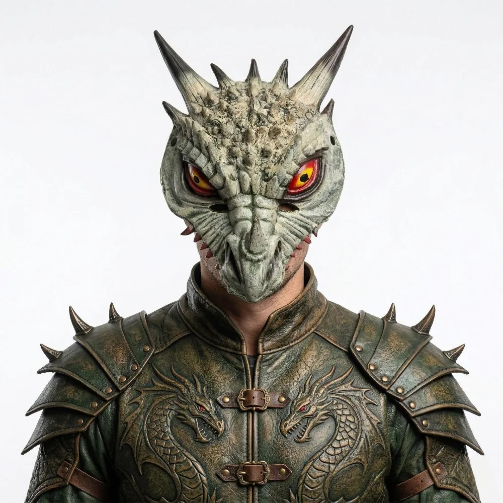 New Spike Dinosaur Mask Role-Play Head Wear Movie-Inspired Costume Dragon's Head Mask for Festival Party Halloween Carnaval Mask