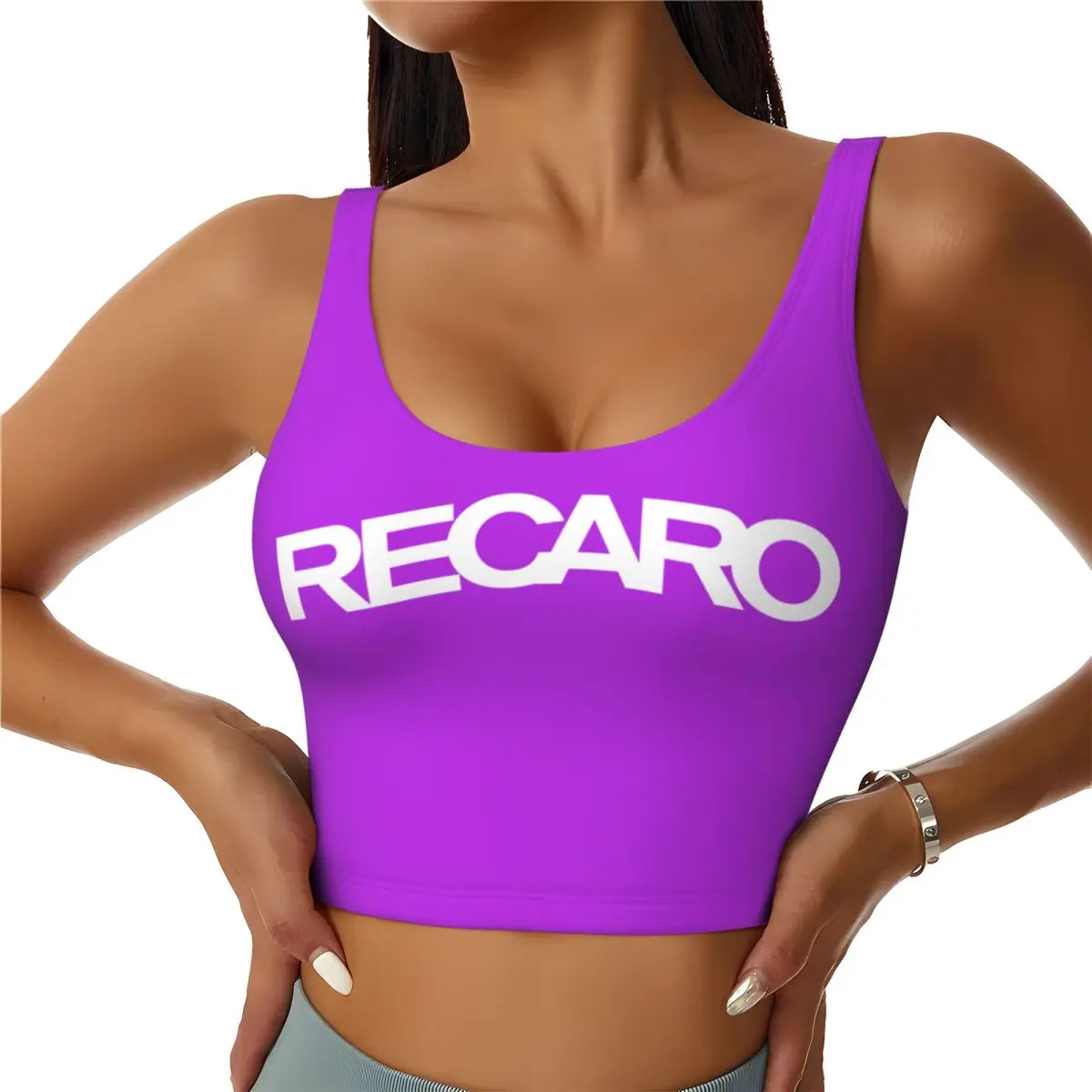 Custom Recaros Logo High Impact Sports Bras Women Seamless Workout Yoga Crop Tank Tops