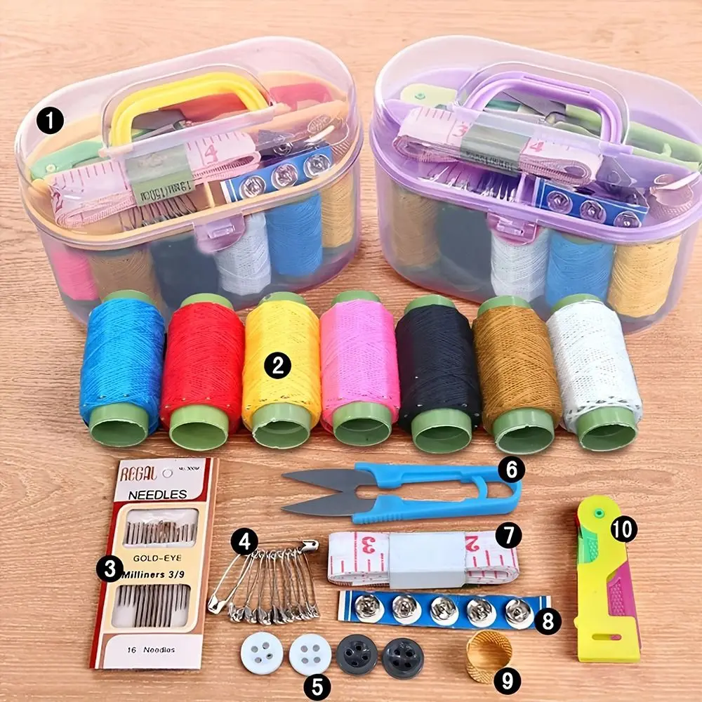 46Pcs/set DIY Embroidery Accessories Needle Thread Sewing Tool With Case Tape Measure Pins Knitting Box Set Household Portable
