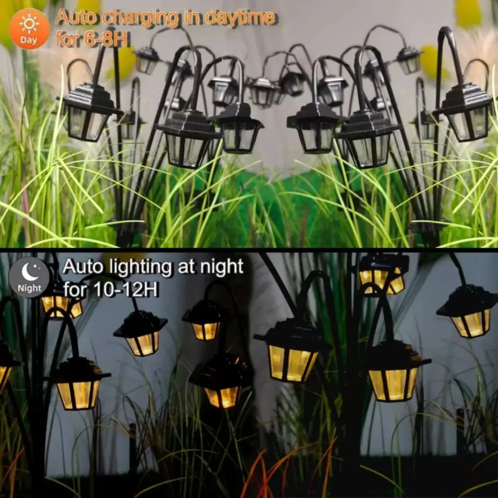 

Solar-Powered Retro Lantern Light Hexagonal Design 6LED Solar Decorative Light 8-Mode Street Lamp Light Outdoor Decoration