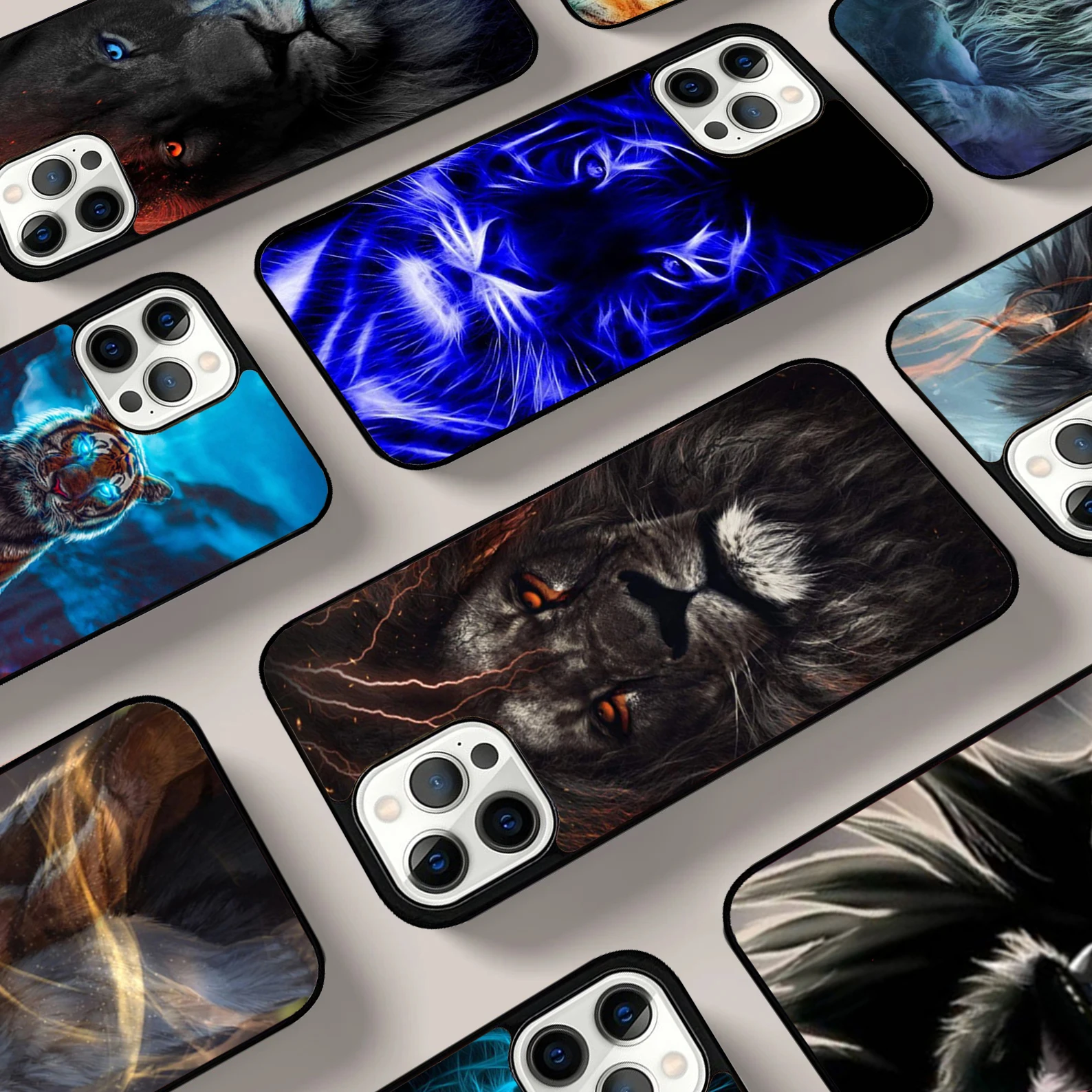 

Fashion Animal Lion Tiger Wolf Phone Case For iPhone 17 Air 16 15 14 13 12 11 Pro Max Max Plus Bumper Case Cover