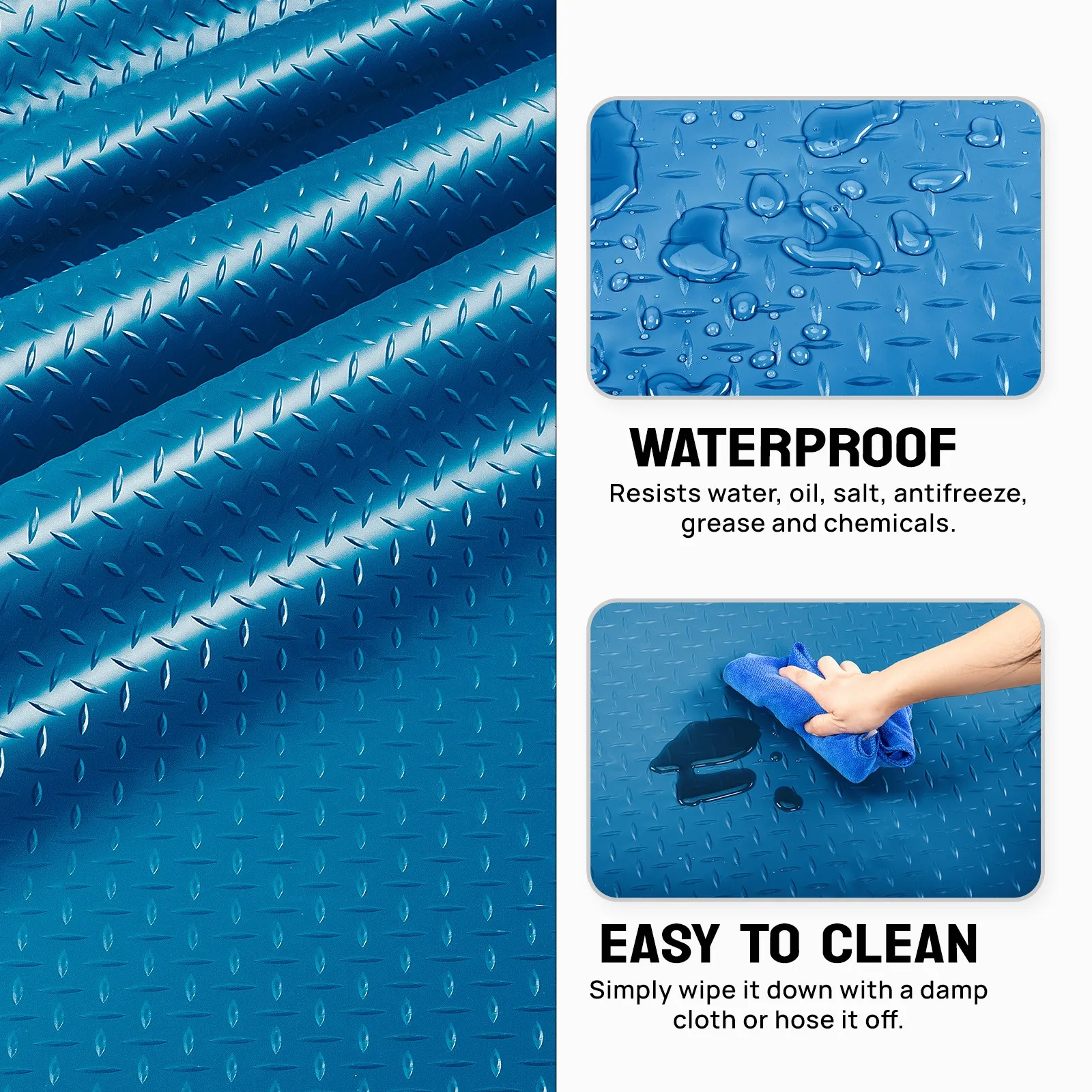 Garagenbodenmatte Diamantplattenmuster PVC-Vinyl-Bodenbelag Rollen Rutschfest Blau