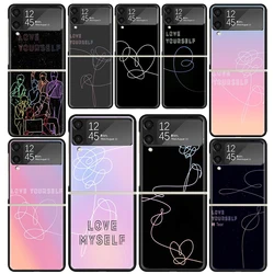 Love Yourself Flower Heart Line Kpop Phone Case For Samsung Galaxy Z Flip6 Flip4 Flip5 Flip3 Cases Z Flip 6 3 4 5 5G Back Cover