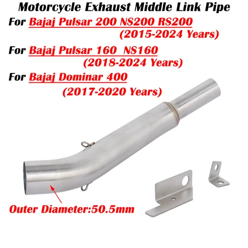 Imagen 1 del producto Para Bajaj Pulsar 200 NS200 RS200 Pulsar 160 NS160 Dominar 400 2015 - 2024 silenciador de Escape de motocicleta tubo de enlace medio