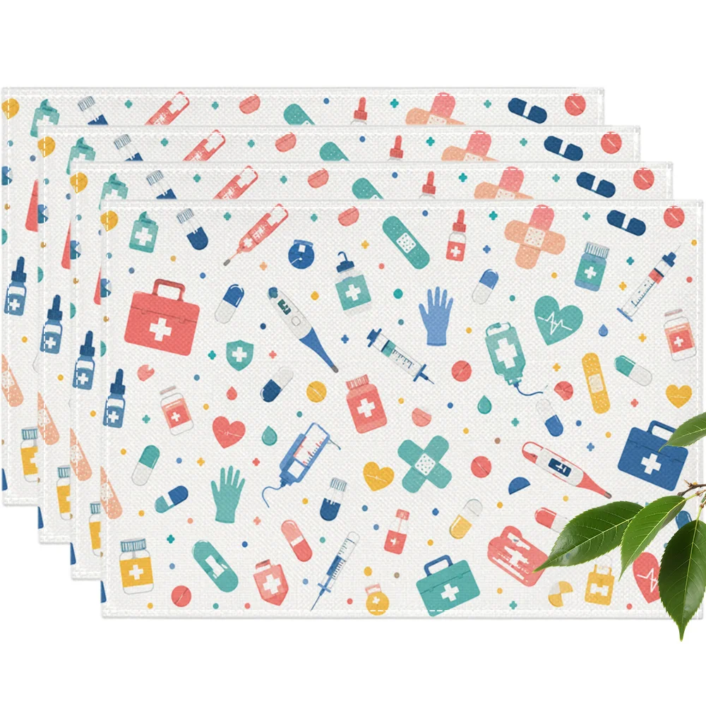 Multipurpose Medical-Themed Cartoon-Style Square Placemats for Hospital Events Medical Exhibitions Medical