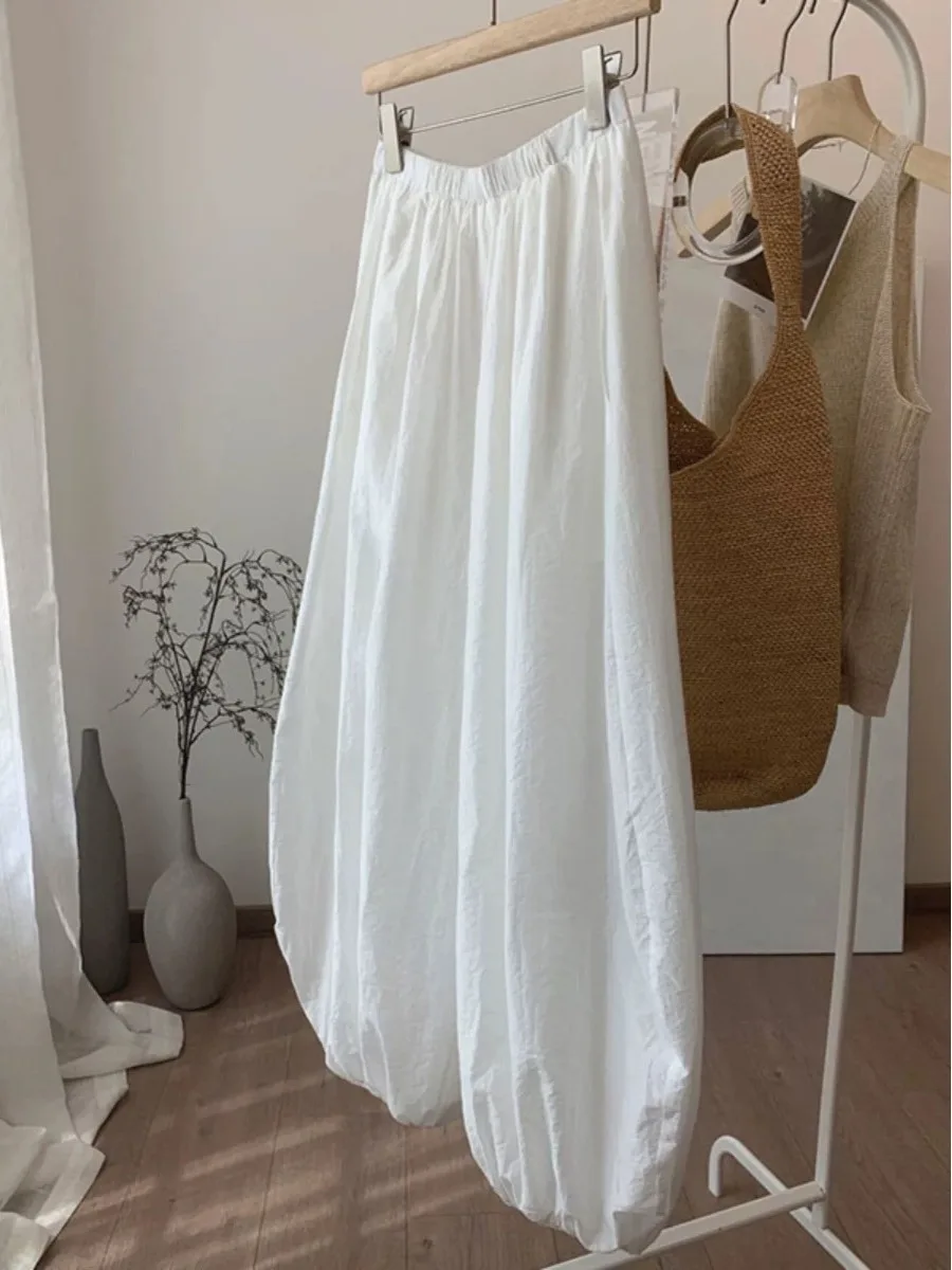 

White Linen Wide Leg Pants Women's Summer Thin StyleLazy Lantern Pants Loose Slimming Casual Trousers Cotton Linen Blend