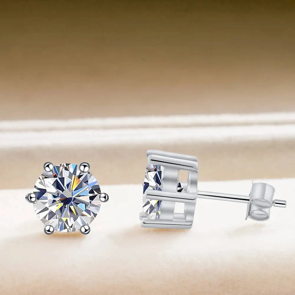 TY D Farbige Brillant-Rundschliff-Labor-Moissanit-Ohrstecker für Damen, 925er Sterlingsilber plattiert, Hochzeitsschmuck, Geschenk – Detail 6