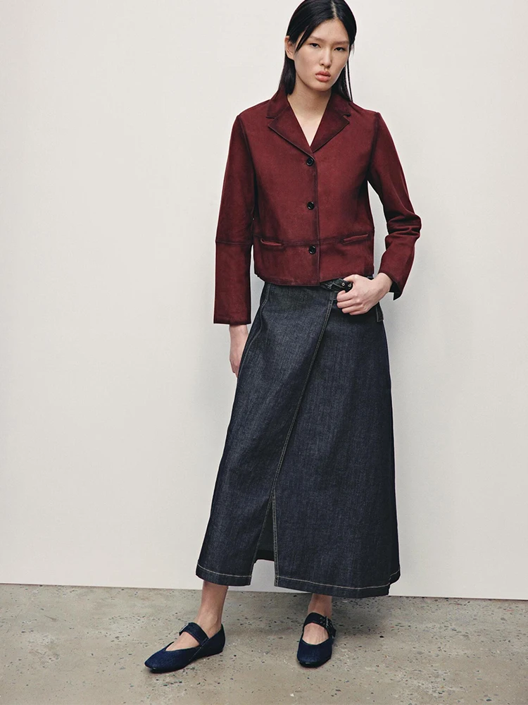 

European and American style new women's clothing fashionable simple versatile suede leather long-sleeved jacket