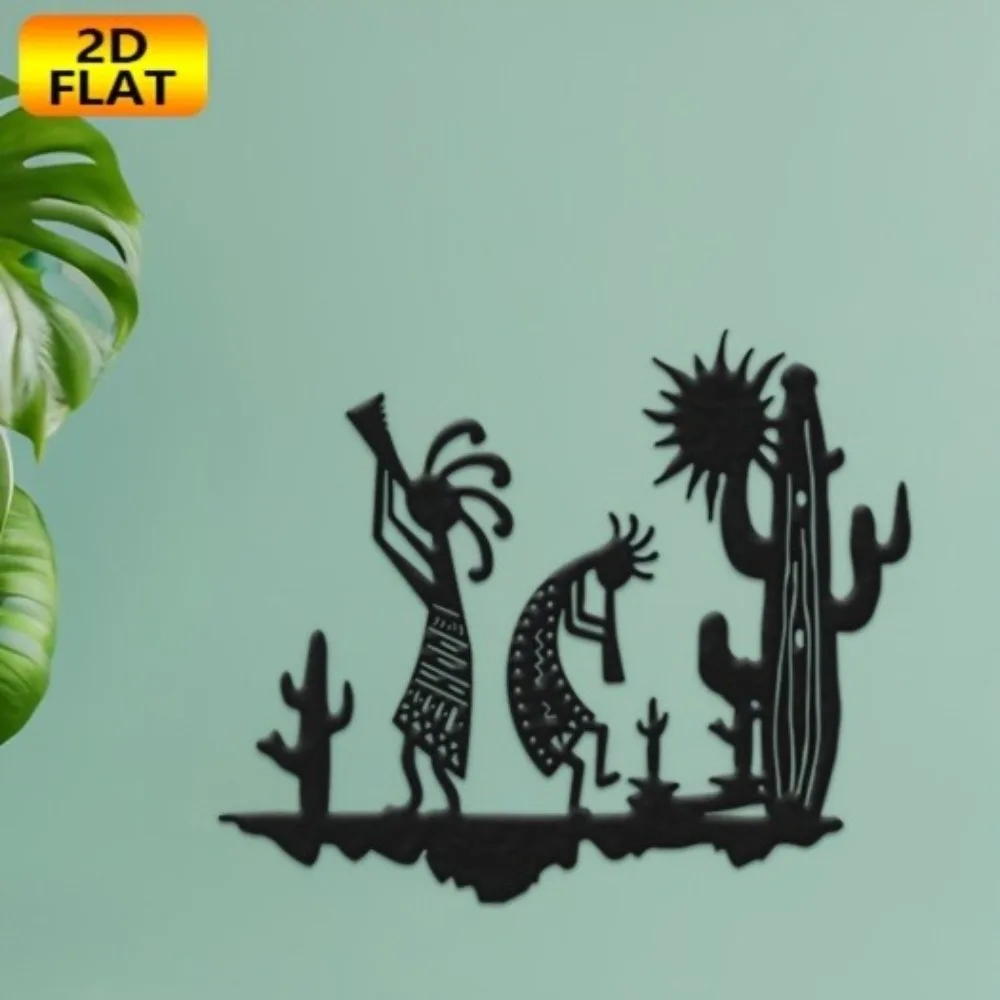 CIFBUY Iron Wall Art Kokopelli Metal Decor Native American Cactus Hanging Ornament for Indoor Outdoor Patio Balcony Bedroom