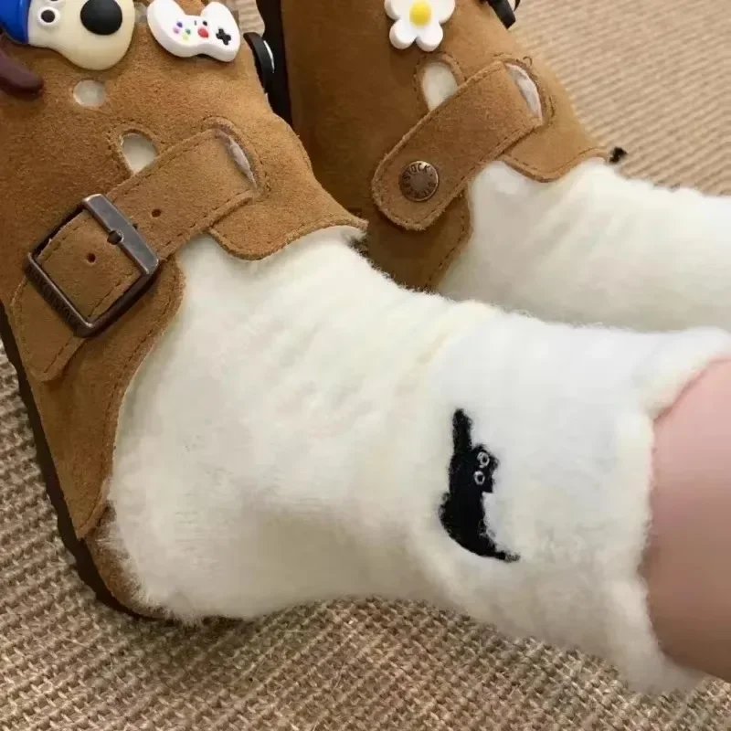 3Pairs Premium Feel Cute Cat Cozy Hairy Mink Velvet Socks Autumn Winter Hosiery Thickened Plush Warm Sleep Home Fluffy Socks