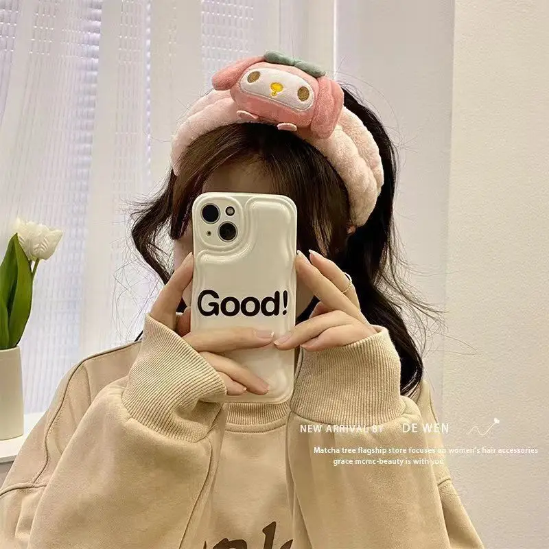 귀여운 산리오 쿠로미 멜로디 봉제 인형 세안용 메이크업 헤어밴드 시나모롤 폼폼푸린 달콤한 논슬립 탄력 헤어 액세서리