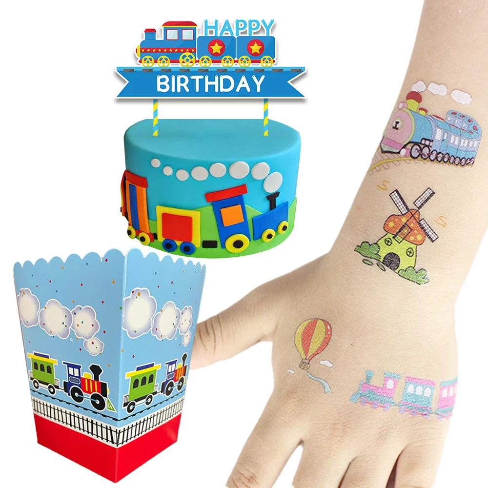 Train Birthday Decorations Train Party Favors Supplies Train Tattoos Snap Bracelets Gift Bags Fillers Prize