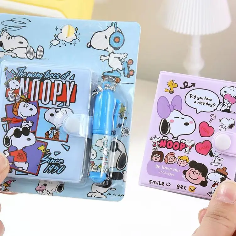 New model Snoopy Mini Diary Notebook Set with Ballpoint Pen Kawaii Student School Stationery Office School Supplies Holiday Gift