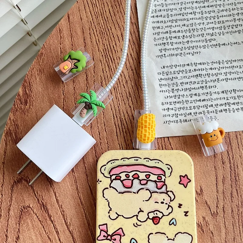 Cartoon Data Cable Port Protector For Android Cute Charger Protector Cable Winder Organizer Universal Cartoon Protective Cover