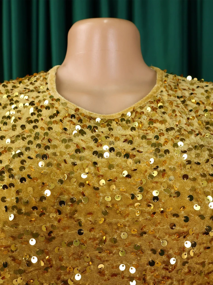 2024 Vintage-Mode Pailletten Frauen Kirche Swing Kleider Lange Hülse O-ansatz Hohe Taille Elegante Glitter Bankett Party Abendkleid – Detail 12
