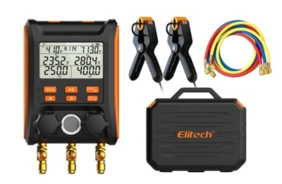Manómetro Digital Inteligente para HVAC Elitech MS-4000, Accesorio de Aire Acondicionado de 4 Vías con Transmisor de Micrómetro
