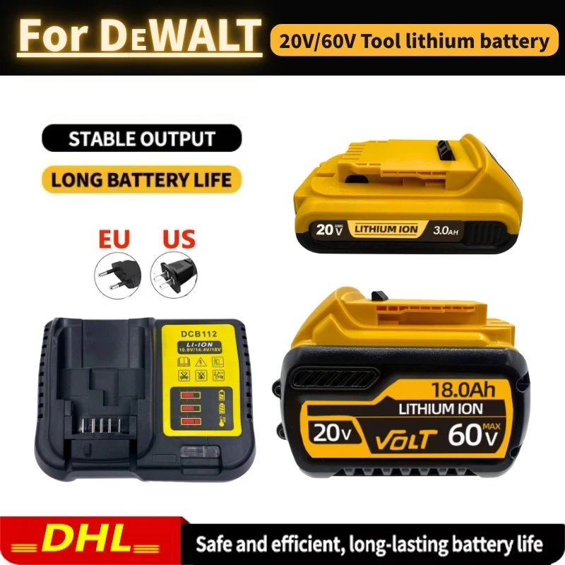 

New 20V/60V 18.0Ah MAX Battery Power Tool Replacement For DeWalt DCB184 DCB181 DCB182 DCB200 12.0AH 18.0AH 60v Battery.