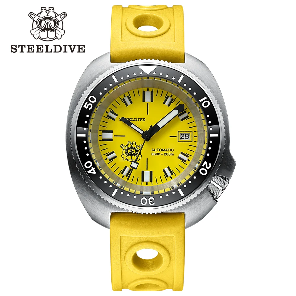 STEELDIVE New SD1974T 44mm Men Watch Waterproof 200M Super Luminous Cermaic Bezel Watches NH35 Automatic Wristwatch