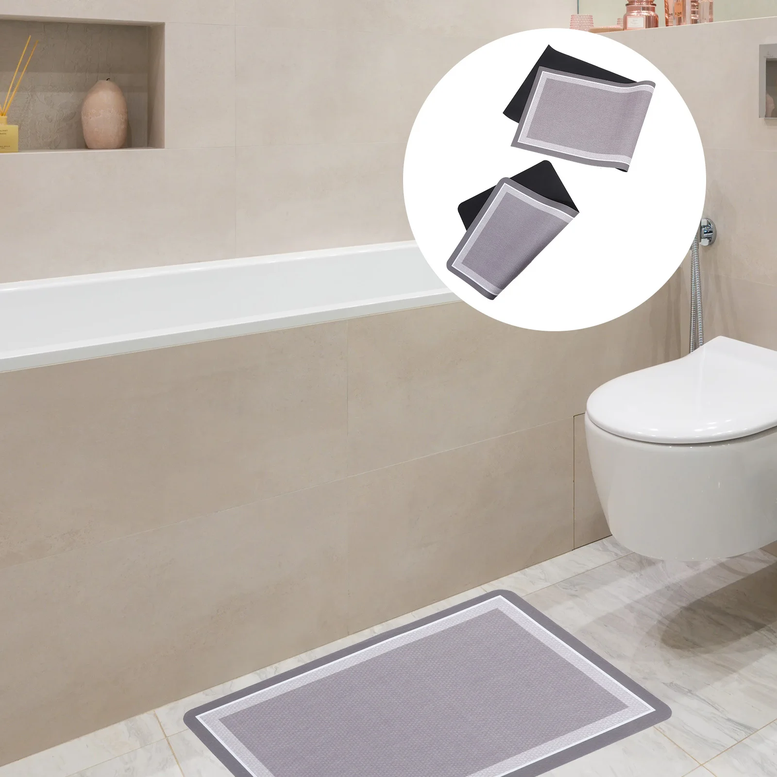 

2Pcs Kitchen Floor Mat Anti-Slip Diatomite Mat Absorbent Oil-Absorbing Ground Pad for Kitchen Bathroom Entryway Simple Household