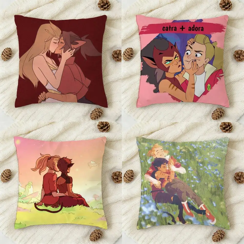 

C-Catradora Shera Vintage Anime Double-sided Printed Square Decorative Cushion Cover for Sofa Living Room Home Decor