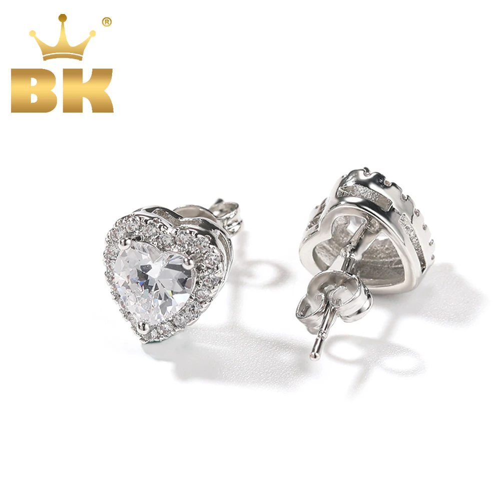 

THE BLING KING Heart Shaped Earring Micro Paved Clear Cubic Zirconia Elegant Simple Earring Luxury Jewelry Gift For Women Girl