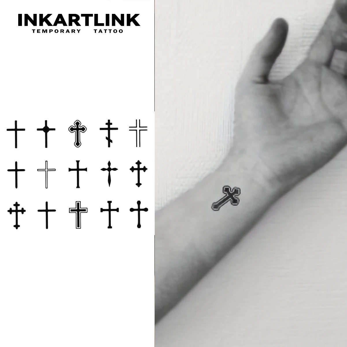 Cross Temporary Tattoo,Lasts To 15 Days New Technology Magic Waterproof Semi Permanent Sticker.